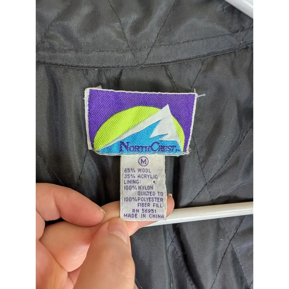 Vintage Northcrest Flannel Shacket Mens Medium Blue Wool Blend Quilted Lining